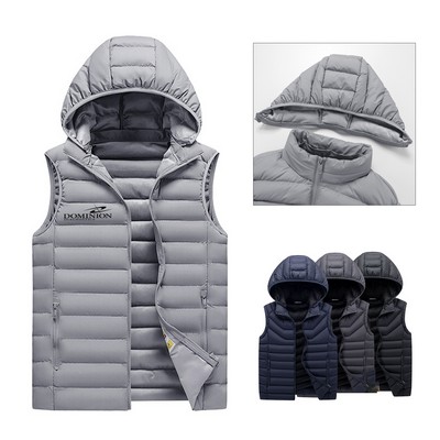 Quilted Winter Down Vest Hoodie